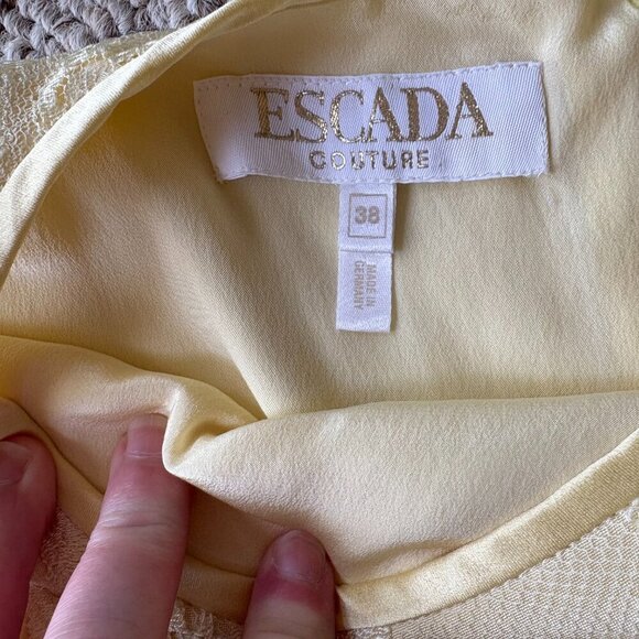 Escada Couture Luxury Vintage Butter Yellow Dress & Matching Jacket | Size 38 - Picture 3 of 15